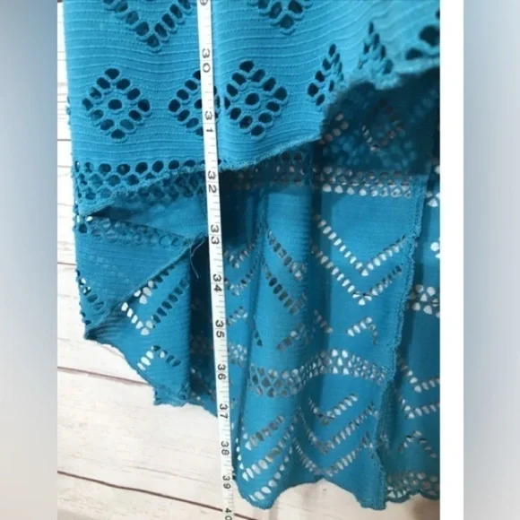 Paper Doll Girl Size 16 or W. Sm Teal Blue & Lime Layered Hi Low BEACH Dress - Picture 3 of 8